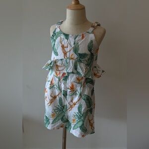 Janie and Jack Leafy Ruffle Romper- Green and Orange